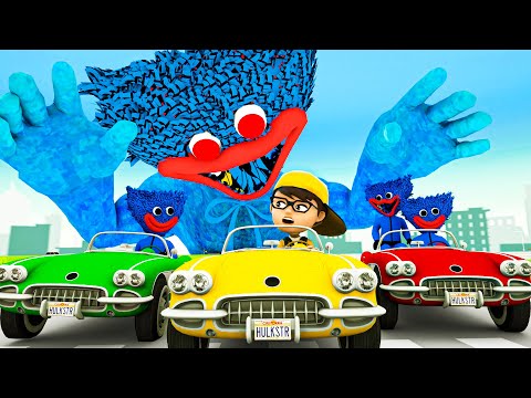 Blue Huggy Hulk Cars Fight With Nick - Scary Teacher 3D Animation Cartoon - KjraToons Ep.03