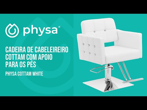vídeo - Cadeira de cabeleireiro Cottam com apoio para os pés - 45 - 55 cm - 150 kg - branco