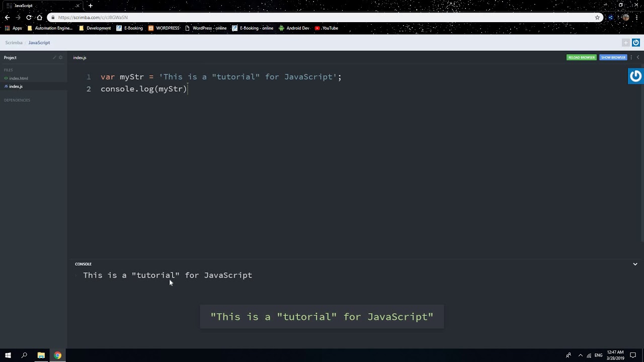 JavaScript 11 - ing Strings with Single es