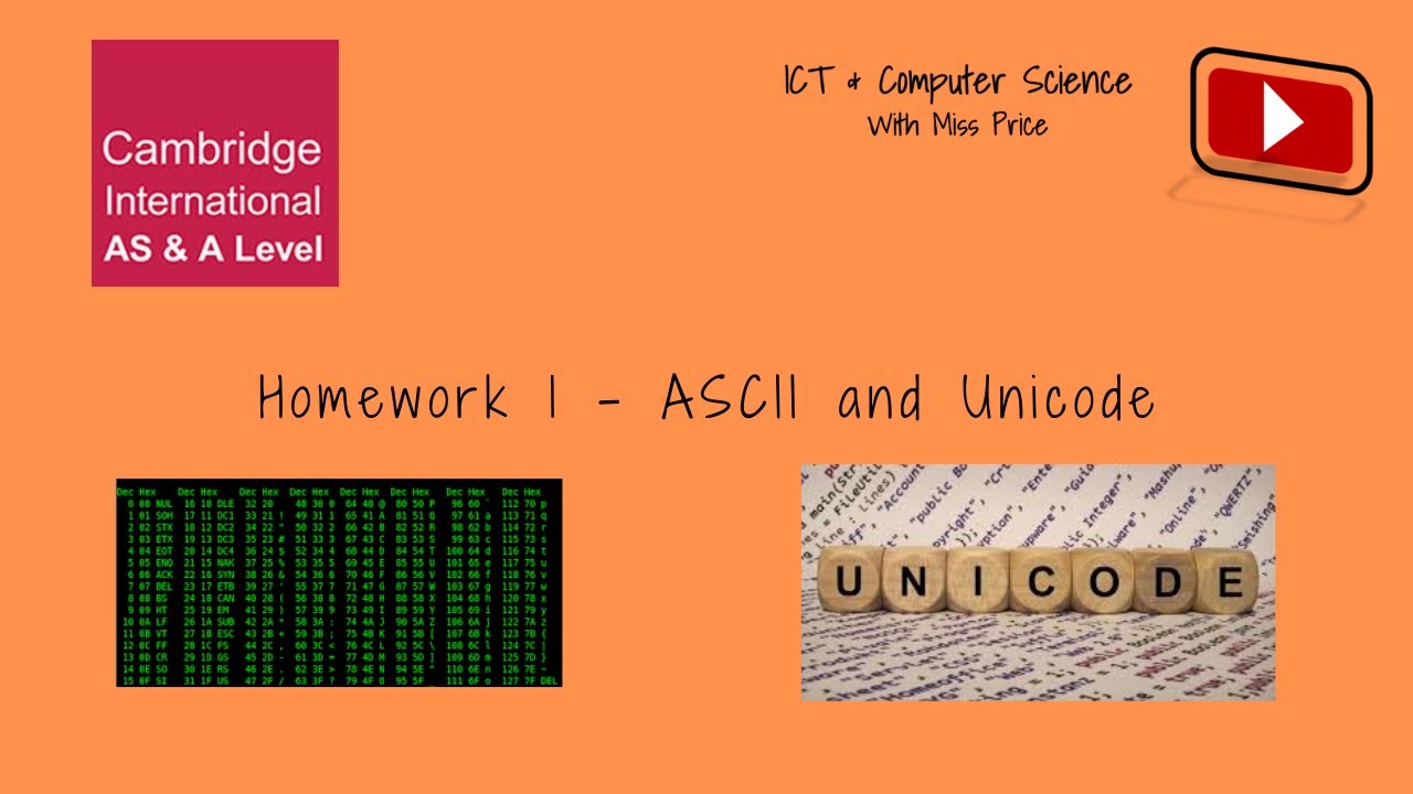 Homework 1   ASCII and Unicode