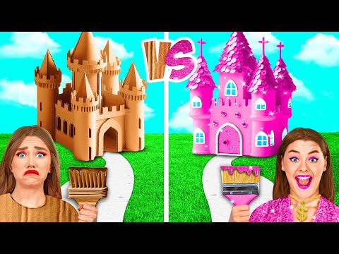 One Colored House Rich vs Broke vs Giga Rich | Easy Decoration Tricks by BaRaDa Gold Challenge