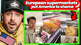 These Euro SUPERMARKETS Hurt my BRAIN....American Reacts