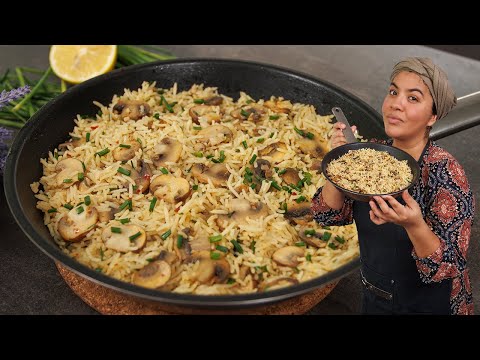 How to make RICE with GARLIC MUSHROOMS 🍚