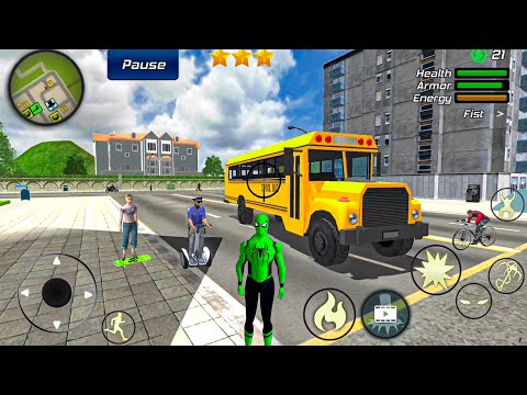Spider Rope Hero Ninja Gangster Crime #2 - School Bus at Vegas City - Android Gameplay