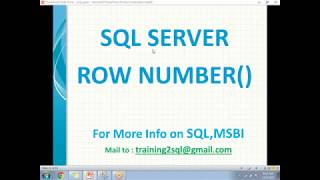 SQL ROW NUMBER Functions | Row Number in SQL Server