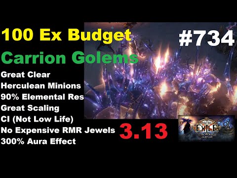 【Path of Exile 3.13】100 Ex Carrion Golem Necro Ascendant - Build Guide - HERCULEAN MINIONS - 734