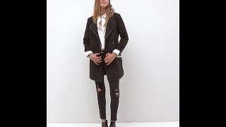 J.D.Y Wrap Coat with Leather Look Trim