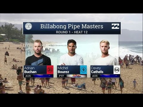 Buchan vs Bourez vs Cathels - Round One, Heat 12 - 2016 Billabong Pipe Masters