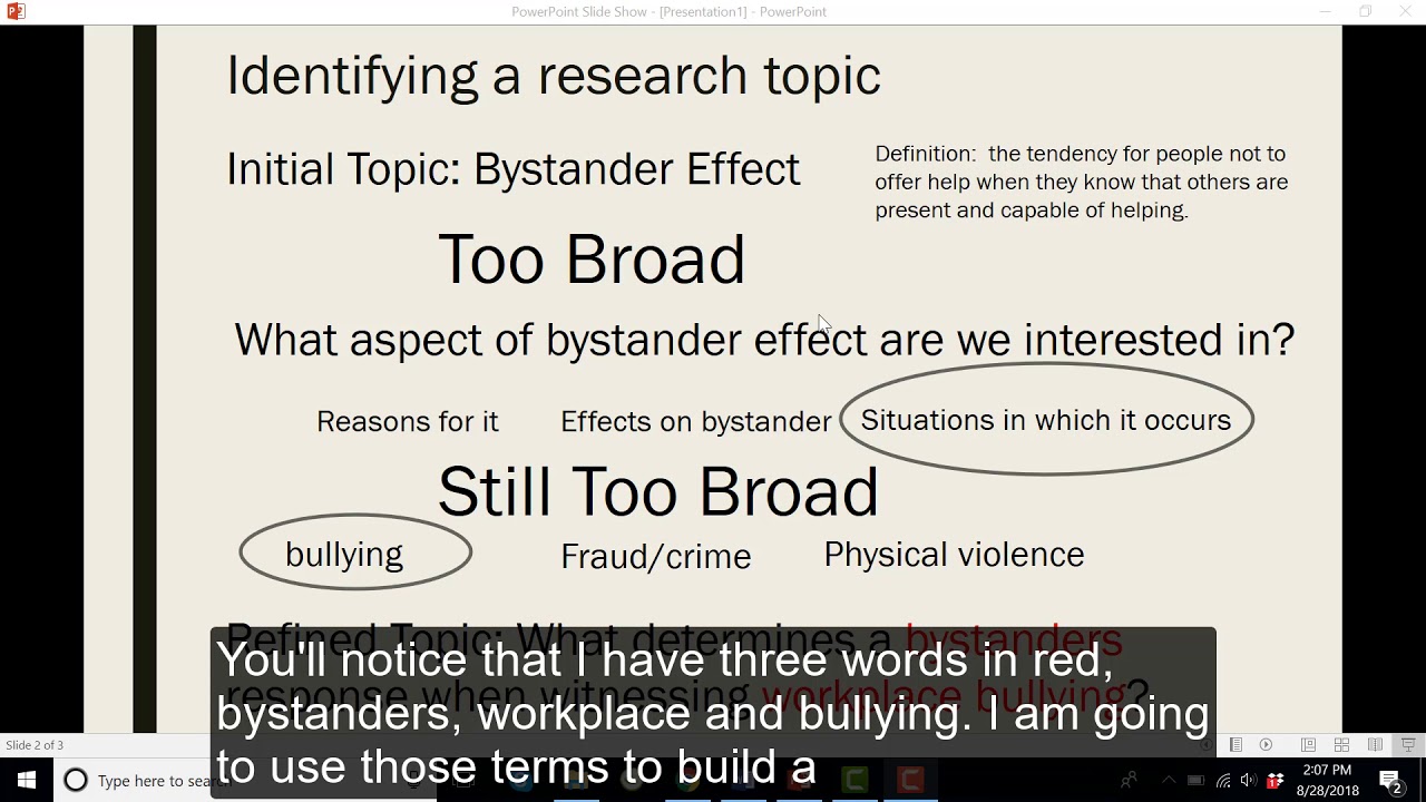 Refining a research topic