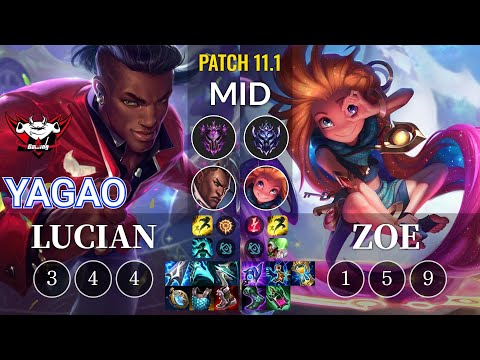 JDG Yagao Lucian vs Zoe Mid - KR Patch 11.1