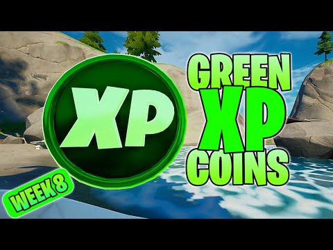 Green XP COINS All 4 Locations - Week 8 - Chapter 2 Season 4 - Fortnite