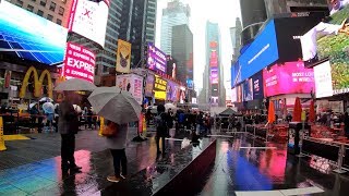 ⁴ᴷ⁶⁰ Walking NYC in the Rain &amp; Wind: Broadway from Times Square to 34th Street