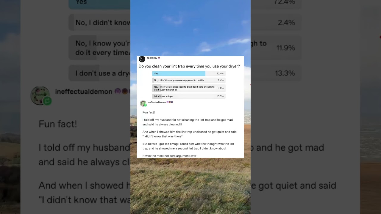 72% Clean Lint Trap Every Time… 13% Don’t Use Dryer 😂 #LaundrySecrets #Adulting