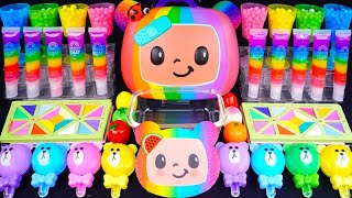 Cocomelon Rainbow Slime Mixing Random Cute, shiny things into slime #ASMR #Satisfying #slimevideos