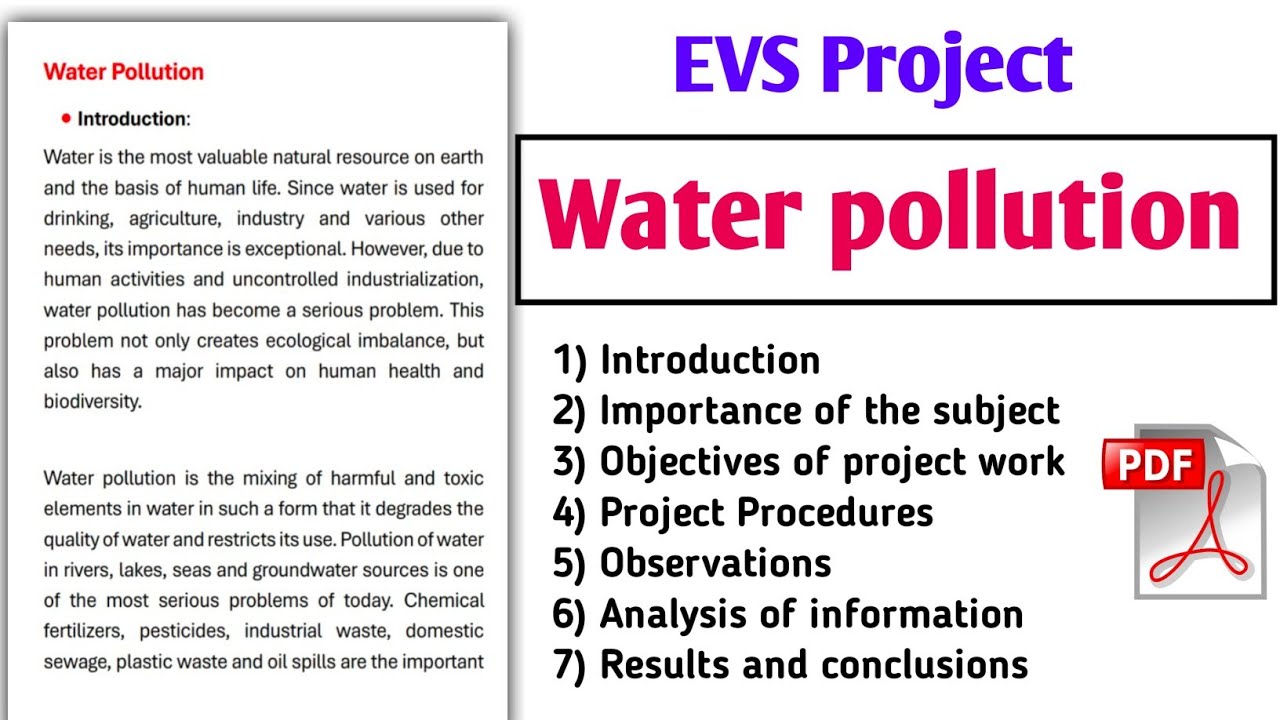 Water Pollution Practical Solutions | EVS Project PDF with Complete Answers