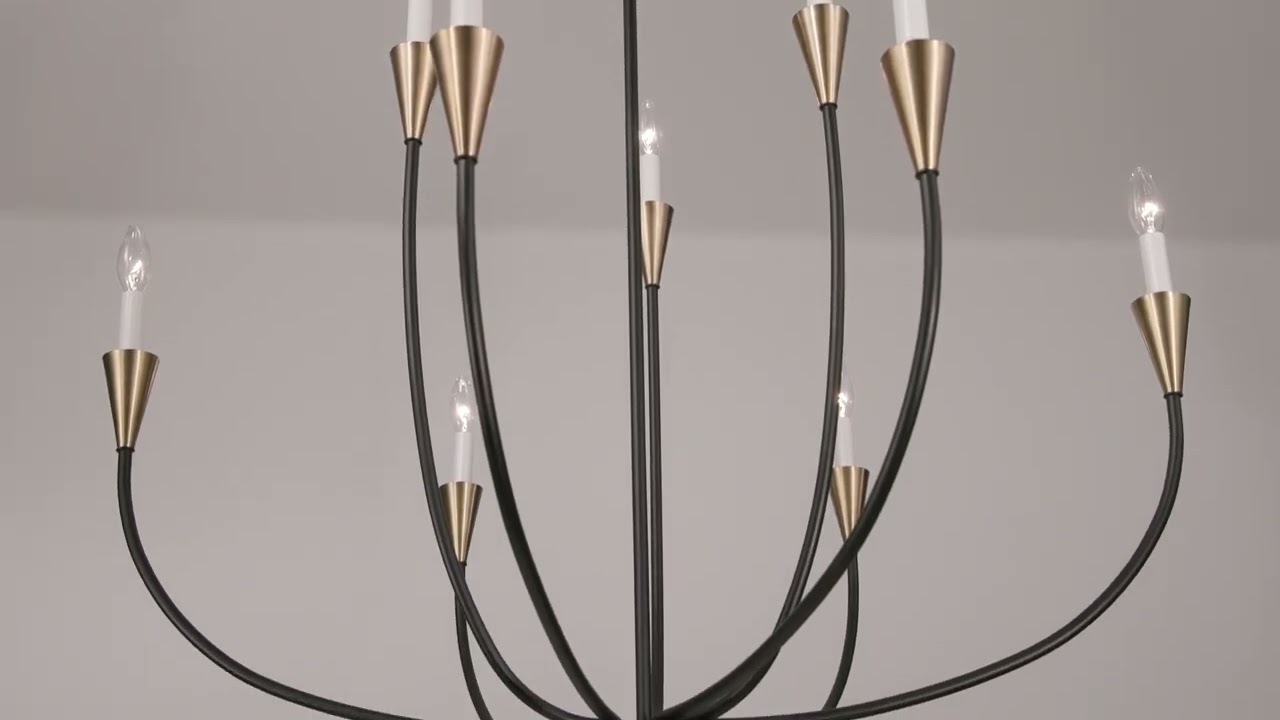 Video 1 Watch A Video About the Possini Euro Vanelti Black and Gold 9 Light Chandelier