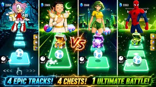 Amy Rose vs Golden Hunter vs Passo Solto ATLXS vs Spiderman - Tiles Hop | V Gamer 💥