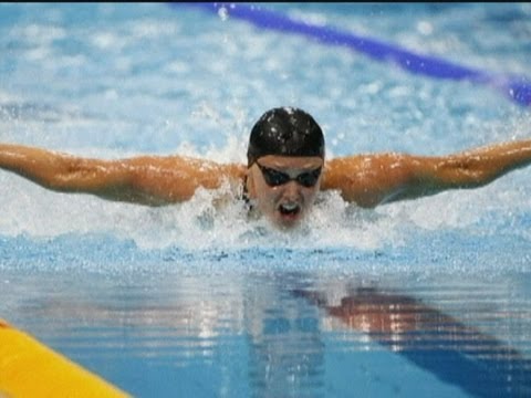 US swimmer Dana Vollmer speaks after smashing the 100m butterfly record at London 2012