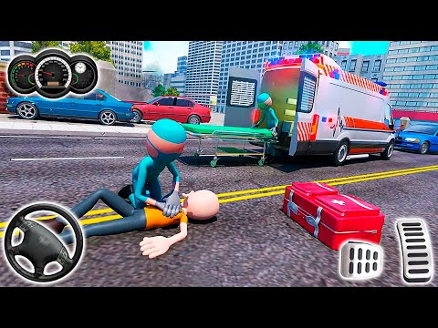 Stickman Ambulance Roof Jumping - Jumping Stunts Rescue Driving - Android Gameplay