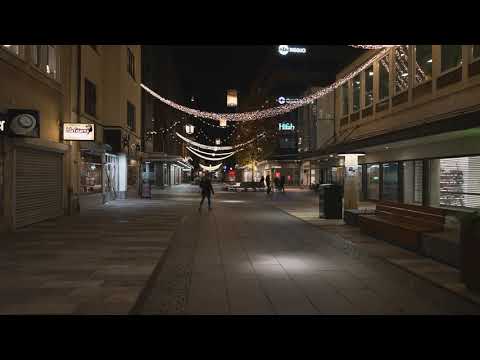 Sweden, Eskilstuna, night walk to Cityhuset shopping center