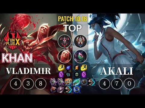 FPX Khan Vladimir vs Akali Top - KR Patch 10.16