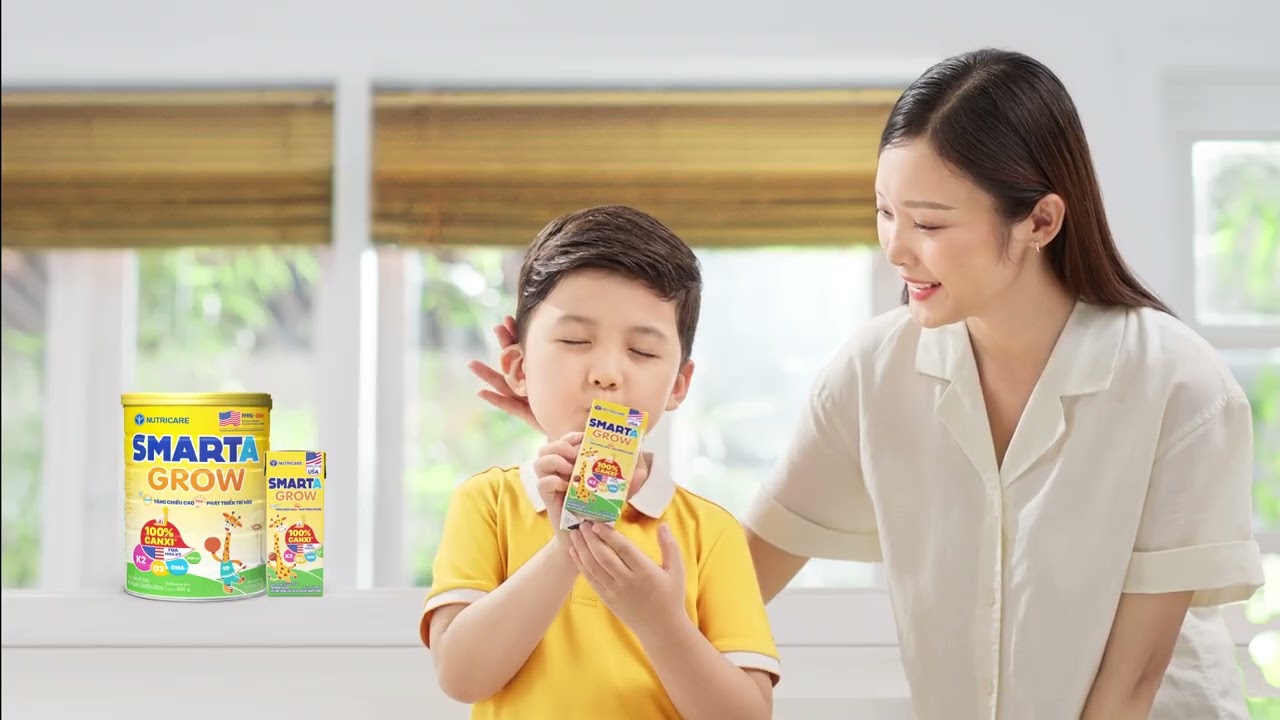 Sữa Bột Pha Sẵn Nutricare Smarta Grow Phát Triển Chiều Cao, Tăng Cường Trí Não Cho Bé (Thùng 48 Hộp)