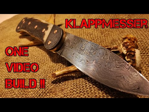 Damast Klappmesser selber schmieden und bauen 100% selfmade | Subtitled Video