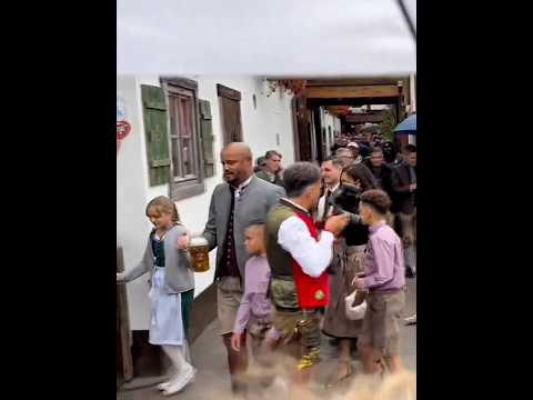 Vincent Kompany and his family at Oktoberfest with Bayern team
