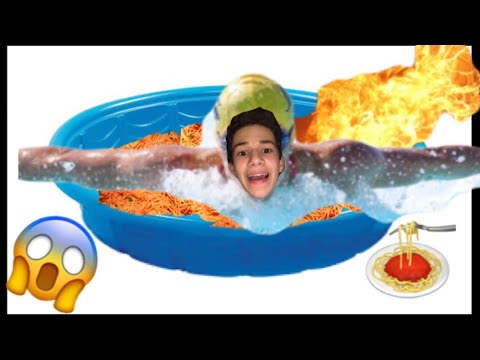 Filling A Kiddie Pool With Spaghetti (and swimming in it)