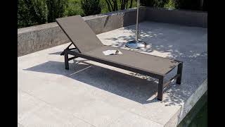 OUTFLEXX Boston Liege, anthrazit matt/schwarz, Alu/Textilene, 190 x 62 cm, Rückenlehne verstellbar