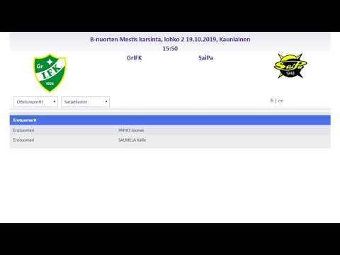 191019 GrIFK B - Saipa, klo 1550 jatkoa, eli 2 ja 3 erä