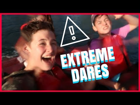 EXTREME DARES CHALLENGE (ON A PADDLE BOAT) || Max & Harvey