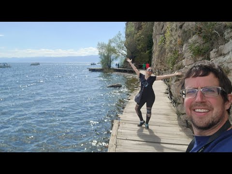walking gorgeous boardwalk on Lake Ohrid in North Macedonia (May 6th, 2023)