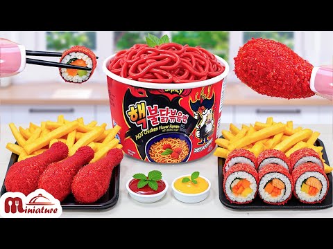 😍 So Satisfying Mini Fried Chicken With Korean Spicy Noodles & French Fries | ASMR Cooking Mini Food