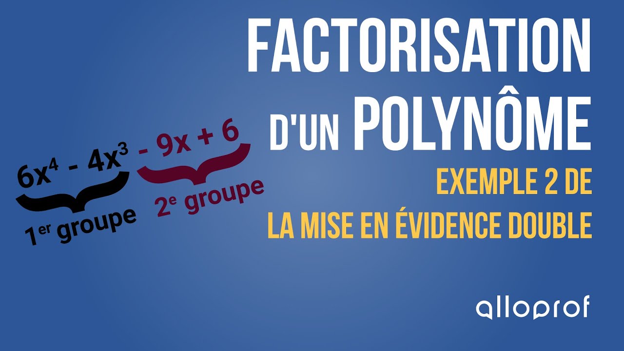 Factorisation d'un polynôme - Exemple 2 de la mise en évidence double