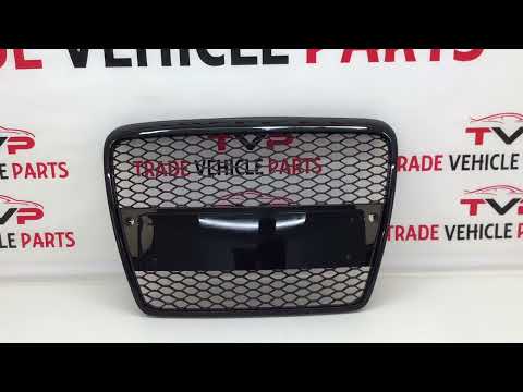 Fits Audi A6 S6 2008-2011 Front Main Grille Gloss Black Honeycomb Sport Badgeless video