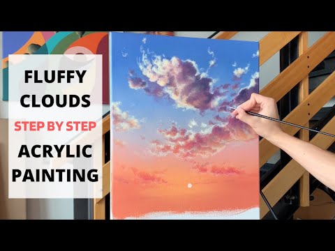 How to Paint Clouds Acrylic Painting STEP by STEP