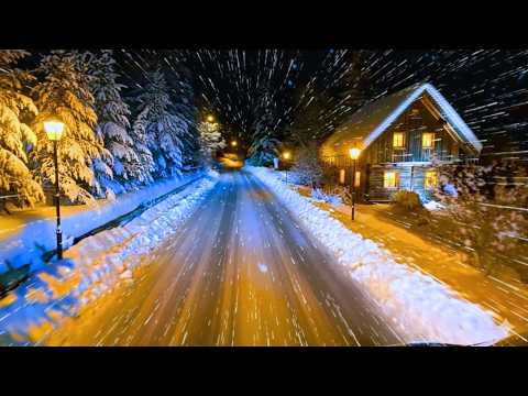 Relaxing Night Drive Through a Snowy Alps— Real Car & Winter Storm Sounds (No Music) 4k HDR