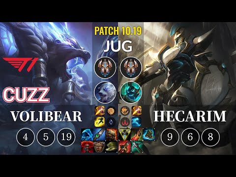 T1 Cuzz Volibear vs Hecarim Jungle - KR Patch 10.19