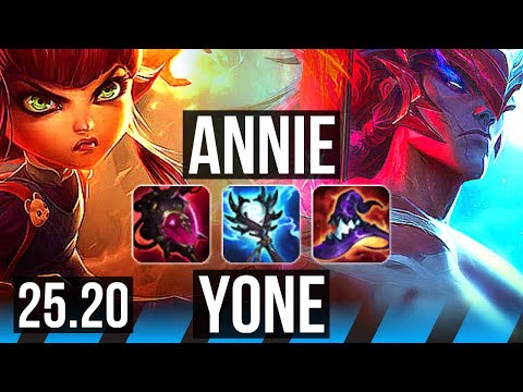 ANNIE vs YONE (MID) | 13/3/11, Dominating, 41k DMG | KR Diamond | 25.20
