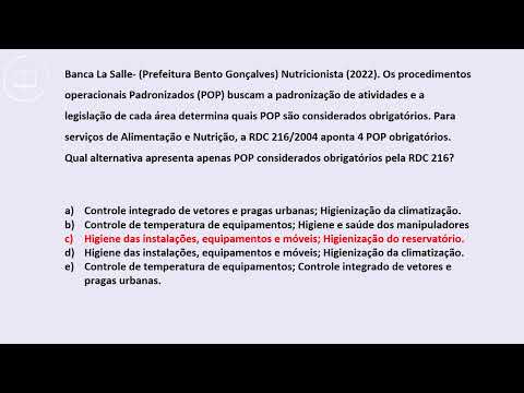 RDC 216- QUESTÕES DE CONCURSO- NUTRICIONISTA