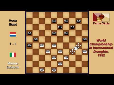 Marino Saletnik (ITA) - Acca Bizot (NLD). Draughts World Championship. 1952.
