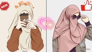new hijab Attitude cartoon+anime girl DPZ and wall
