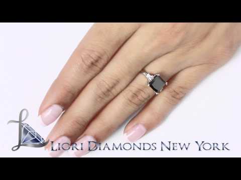 BDR-SOLD-017 - 2.31 Carat Certified Princess Cut Black Diamond Engagement Ring 14k White Gold