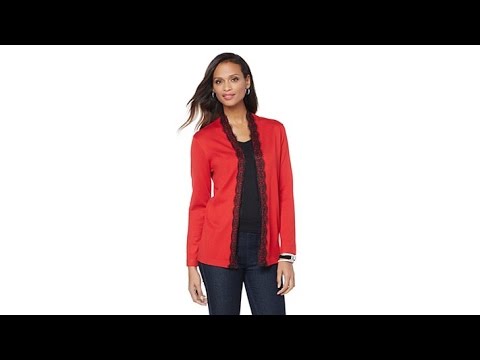 Jamie Gries Collection Open Cardigan with Lace Trim