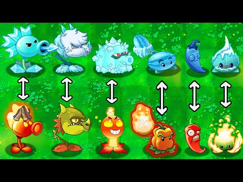 Plants vs Zombies 2 Mod All FIRE vs All ICE Plants Power-Up! WIN The Game!