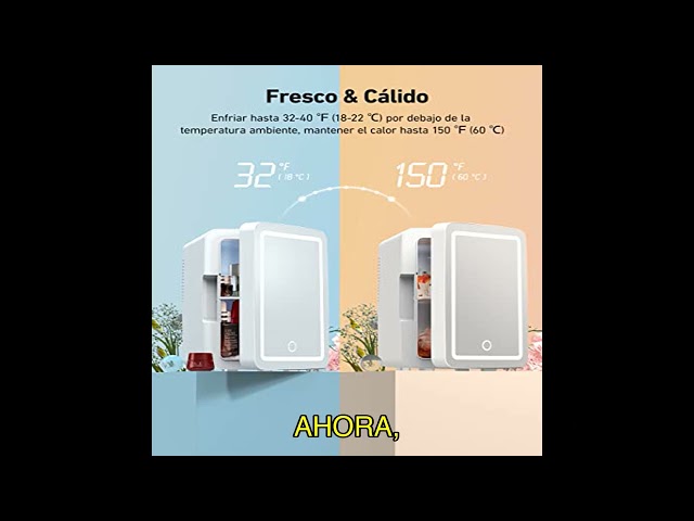 Vídeo relacionado con HOMCOM Nevera Cosméticos 10L, Nevera Pequeña Extrasilenciosa, 12V/240V para Enfriar y Calentar, Espejo con Luces LED Regulable, para Dormitorio, Oficina, Maquillaje, Bebidas, 23,5x28x34 cm, Blanco