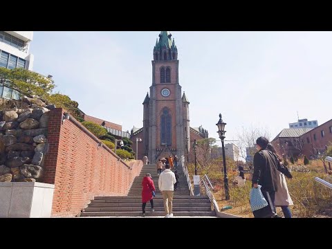 [4K] Caminhe até a Catedral de Myeongdong a partir da estação de metrô mais próxima│Seul, Coreia