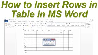 Shortcut key to Insert rows in table in MS word ! How to Insert Rows in Table in MS Word