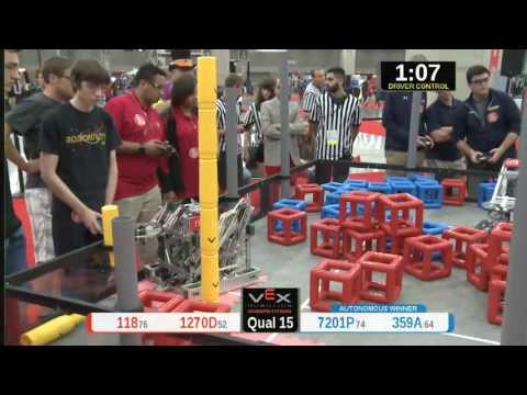 2015 VRC Tech Q15 - 118 1270D vs 7201P 359A - 61 to 46 - VEX Worlds 2015 - Technology Division